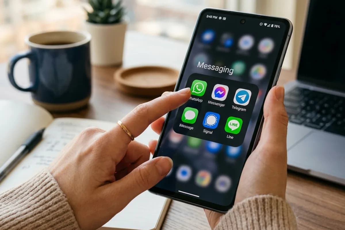 Phone showing multiple messaging app icons for dating communication Phone showing multiple messaging app icons for dating communication