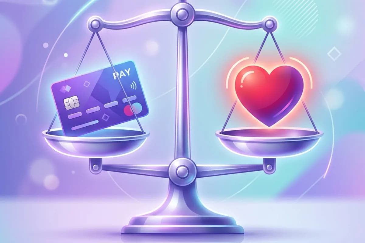 Balanced scale illustration comparing free versus paid dating app value Balanced scale illustration comparing free versus paid dating app value